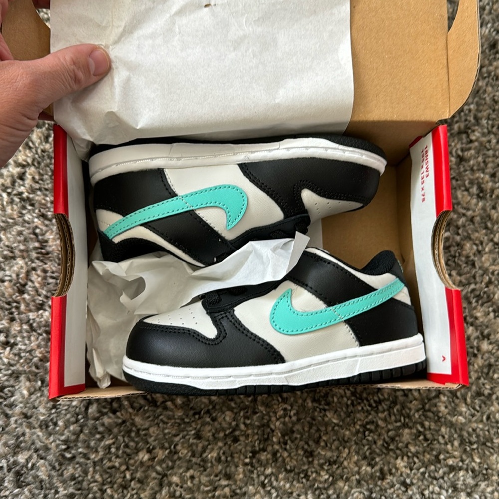 Nike Dunks teal and cream
